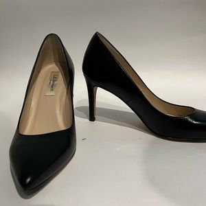 LK Bennett Floret Pointed Toe Pump Black Leather Size 37.5